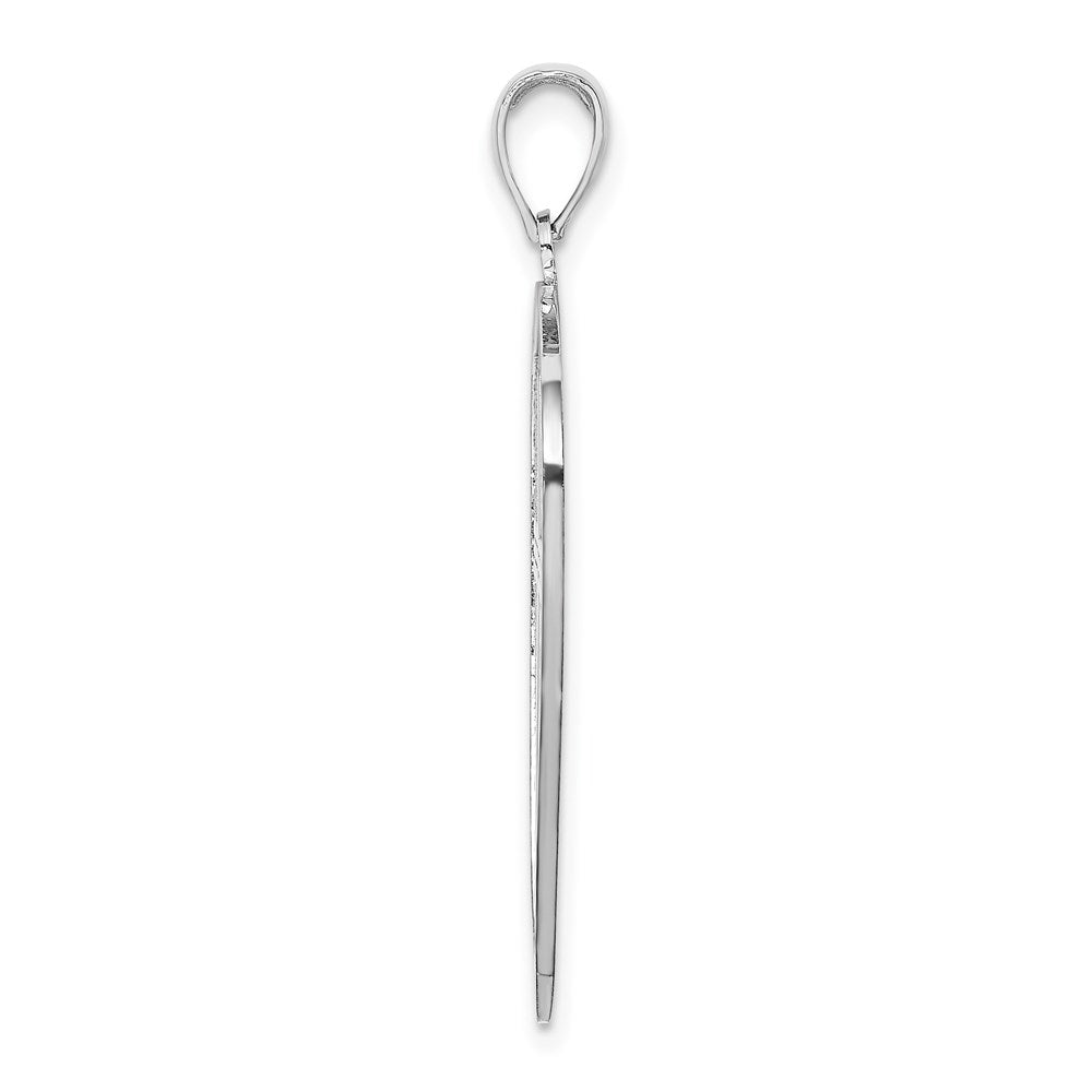 14K Weißgold Kreuzschild-Charm mit Josua 1:9 auf der Rückseite