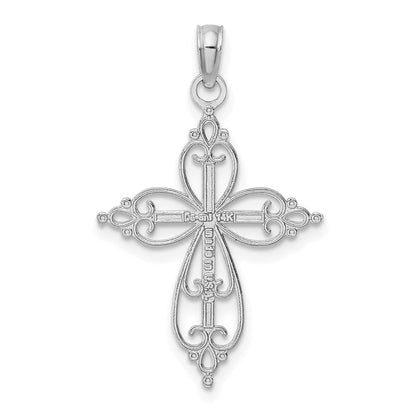 14K Weißgold Gekugelt Kreuz Charm