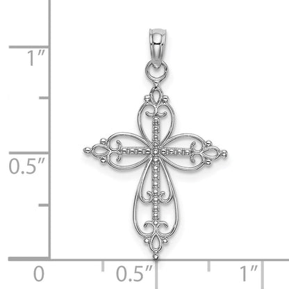 14K Weißgold Gekugelt Kreuz Charm
