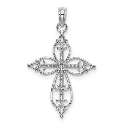 14K Weißgold Gekugelt Kreuz Charm