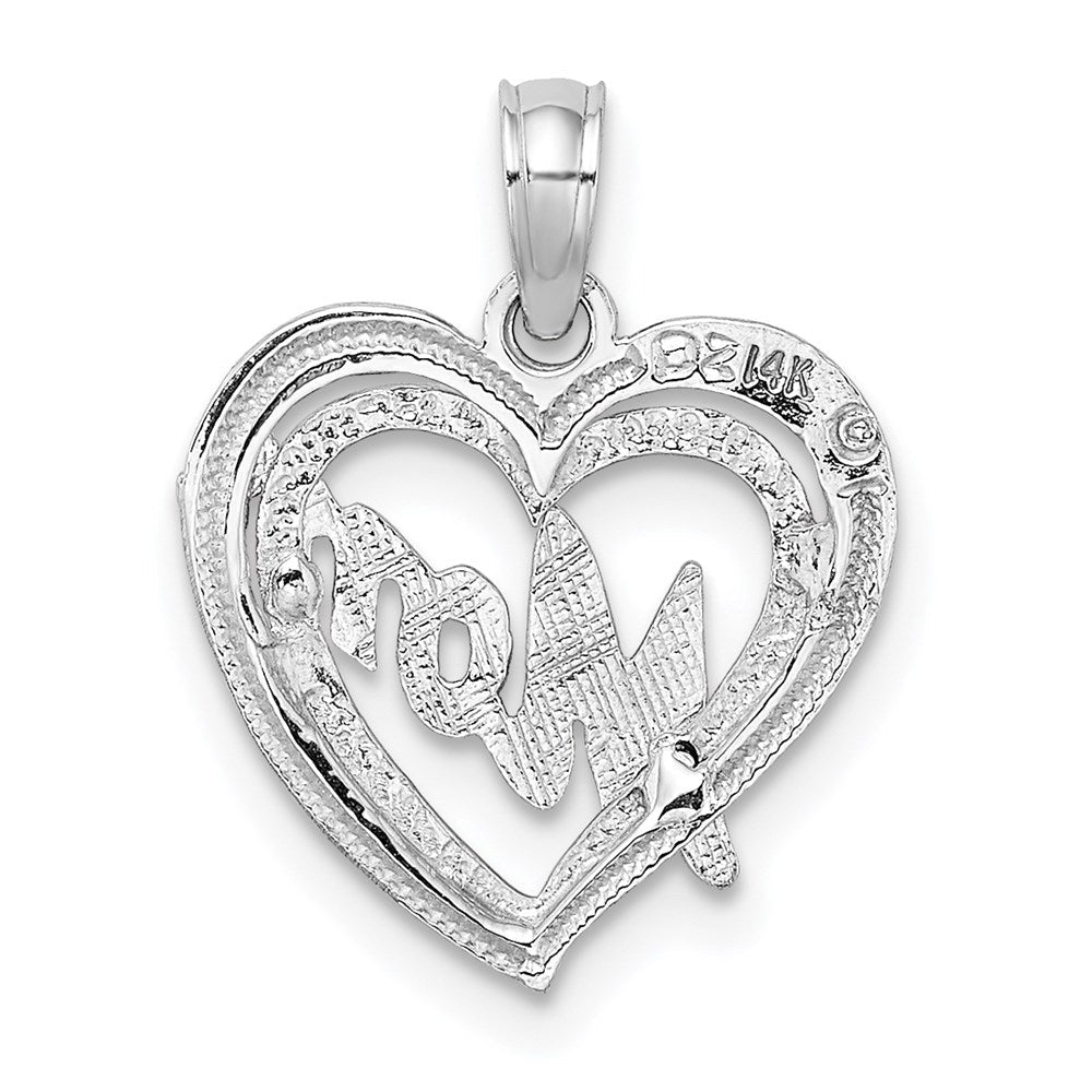 14K Weißgold Mama Inside Herz Charm