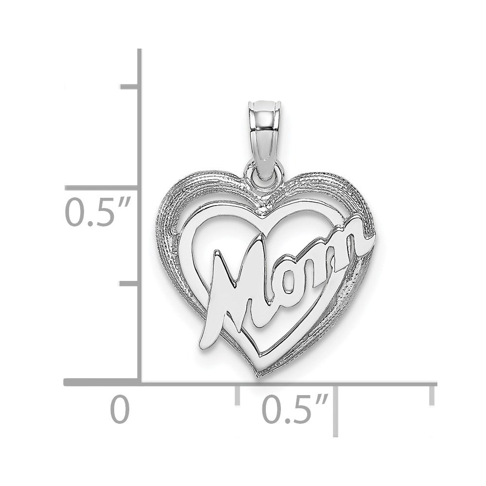 14K Weißgold Mama Inside Herz Charm