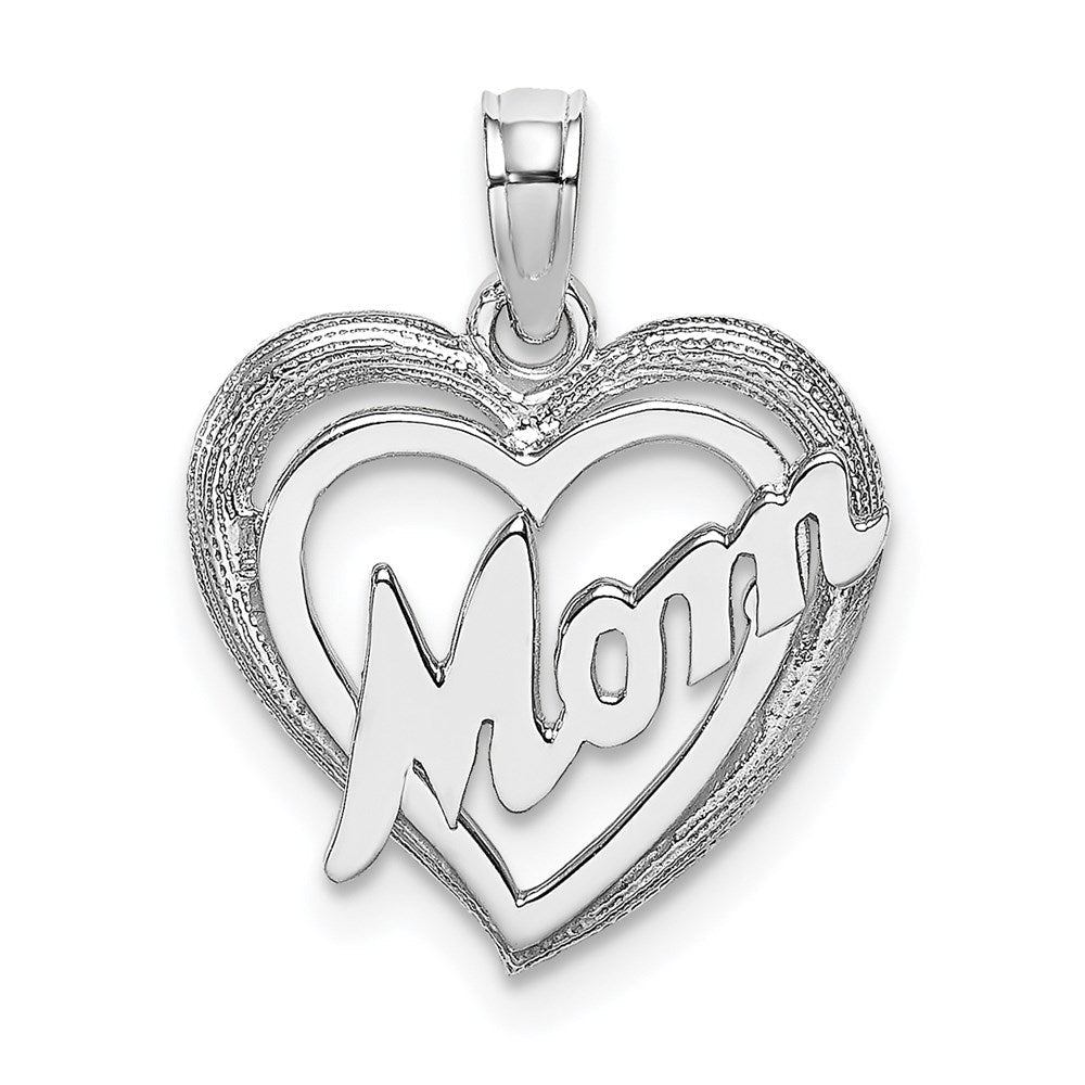 14K Weißgold Mama Inside Herz Charm