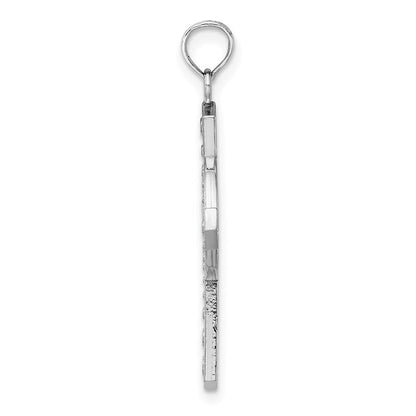 14K Weißgold Kugel-Keltisches Kreuz mit Eternity-Charm-Anhänger