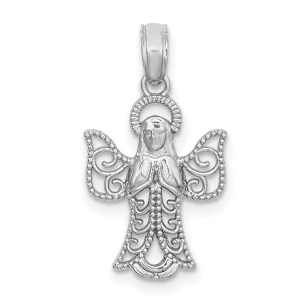 14K Weißgold Engel Anhänger