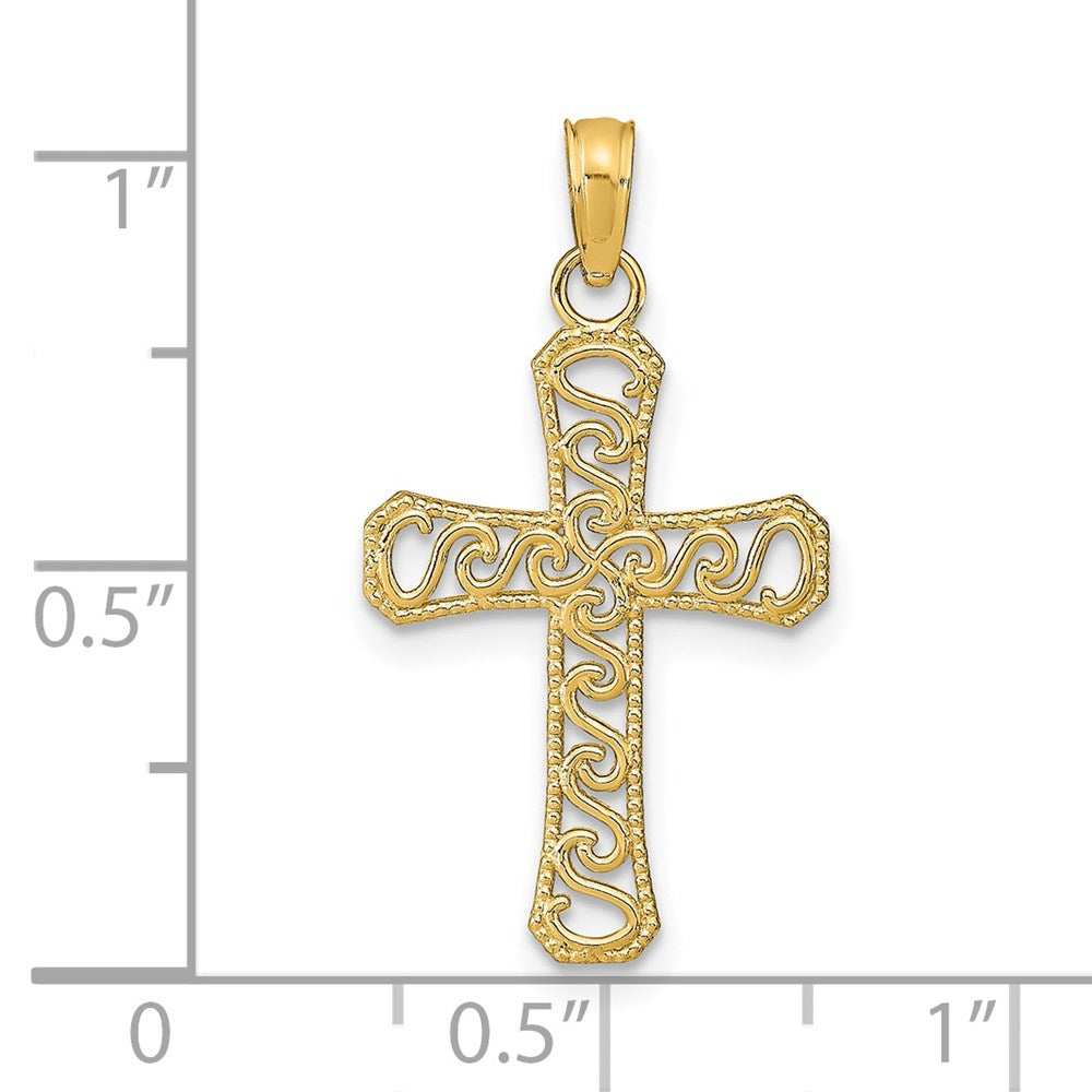 14K Gelbgold Fantasie Kreuz Anhänger