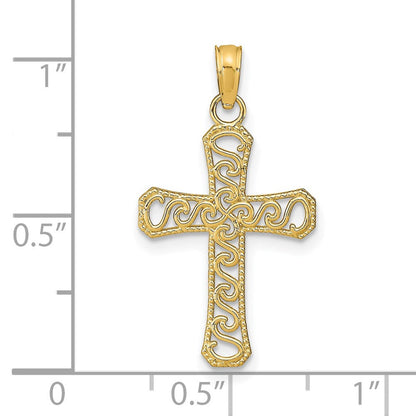 14K Gelbgold Fantasie Kreuz Anhänger