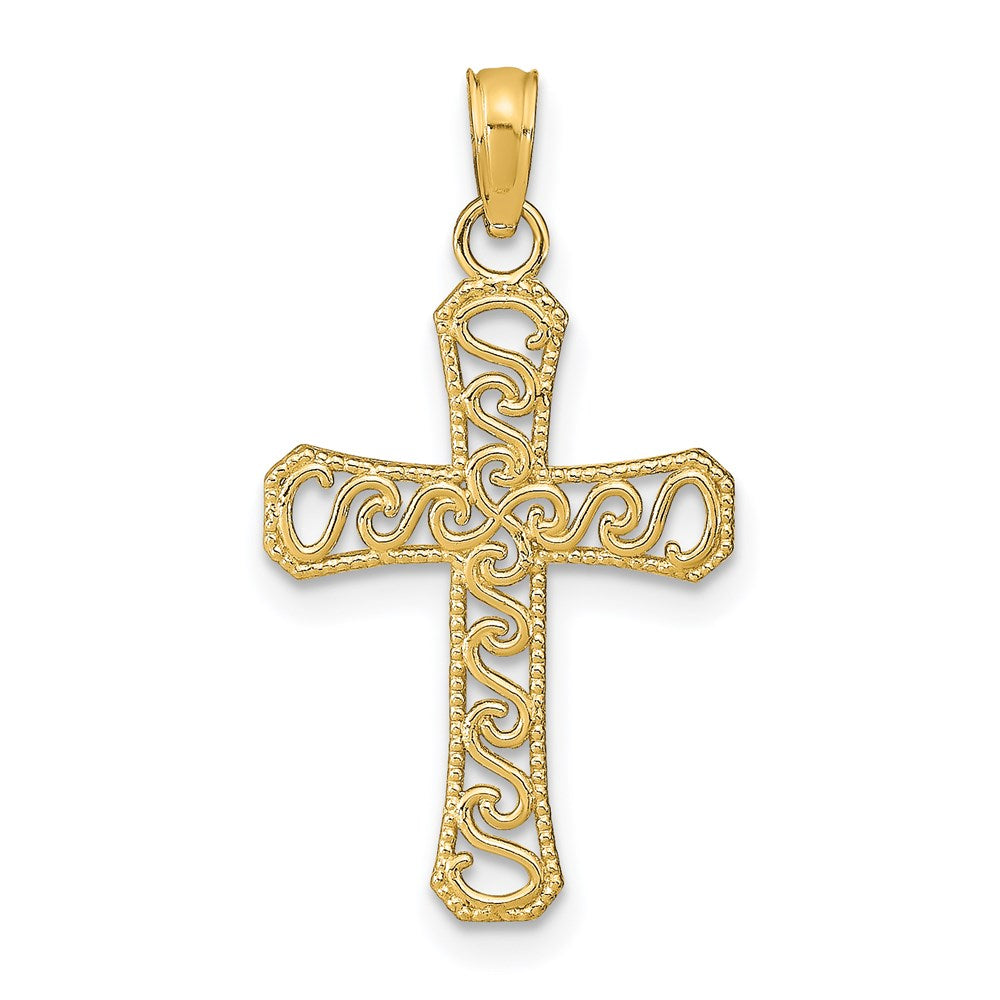 14K Gelbgold Fantasie Kreuz Anhänger