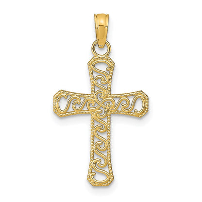 14K Gelbgold Fantasie Kreuz Anhänger