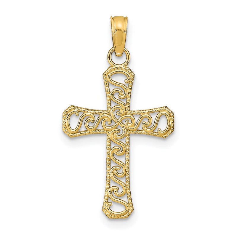14K Gelbgold Fantasie Kreuz Anhänger