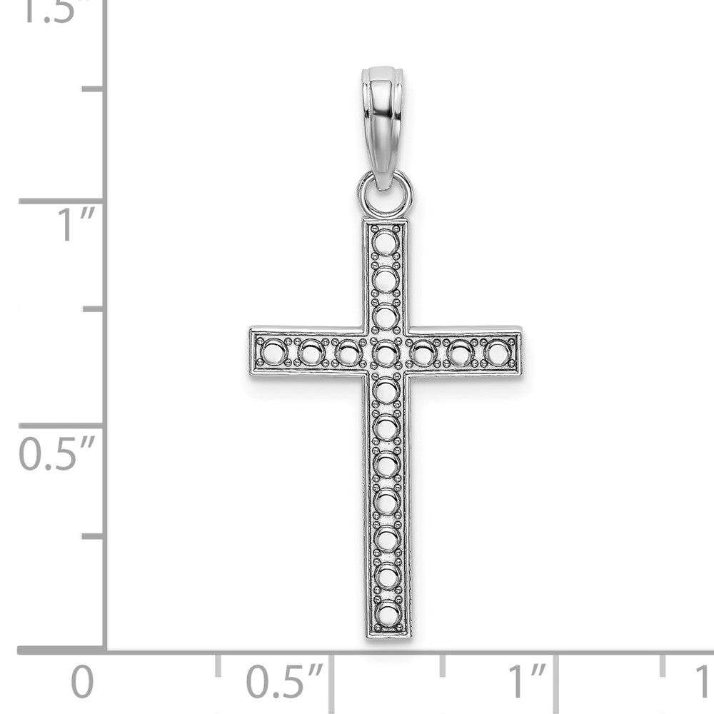 14K Weißgold Gekugelt Block Kreuz Charm