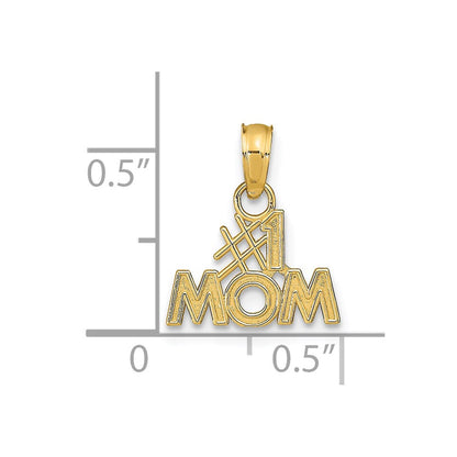 14K Gelbgold Poliert #1 Mama Anhänger