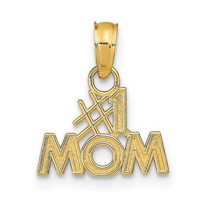 14K Gelbgold Poliert #1 Mama Anhänger