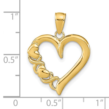 14K Gelbgold Poliert Herz und -x- Anhänger