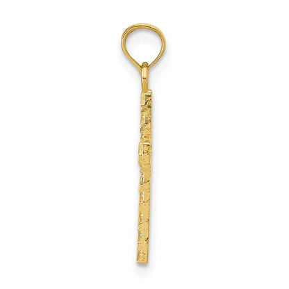 14K Gelbgold Diamantiert Kreuz Anhänger