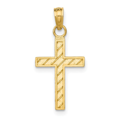 14K Gelbgold Diamantiert Kreuz Anhänger