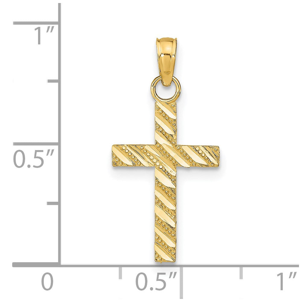 14K Gelbgold Diamantiert Kreuz Anhänger