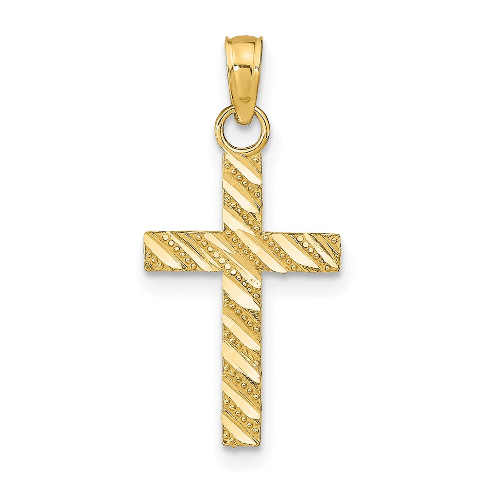 14K Gelbgold Diamantiert Kreuz Anhänger