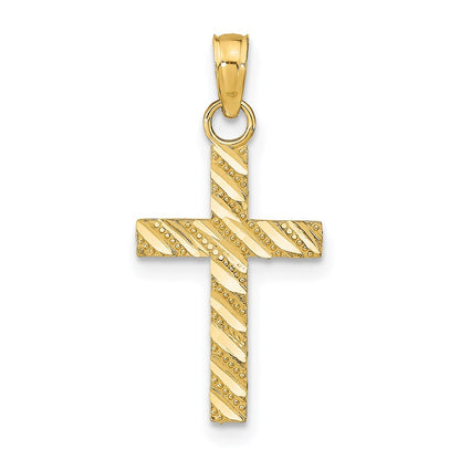 14K Gelbgold Diamantiert Kreuz Anhänger