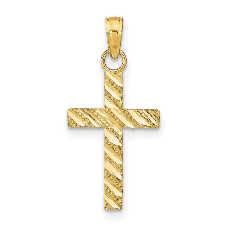 14K Gelbgold Diamantiert Kreuz Anhänger