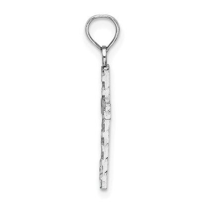 14K Weißgold Diamantiert Kreuz Anhänger