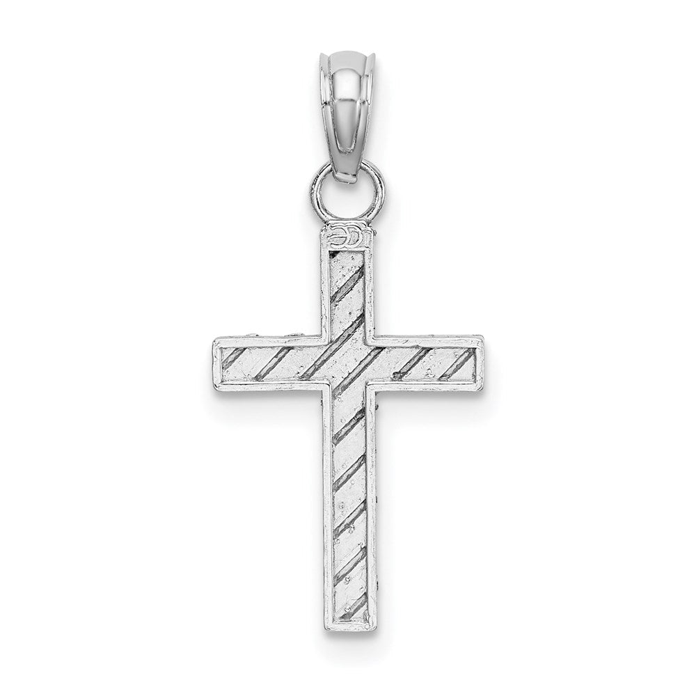 14K Weißgold Diamantiert Kreuz Anhänger