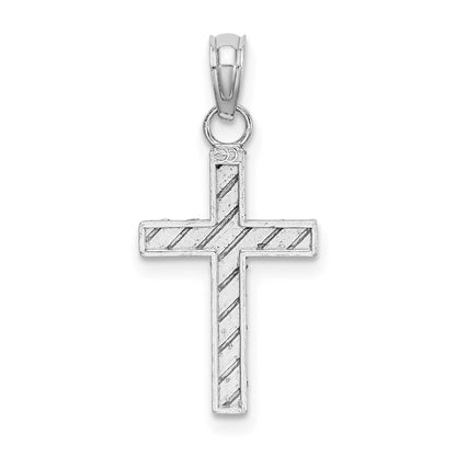 14K Weißgold Diamantiert Kreuz Anhänger