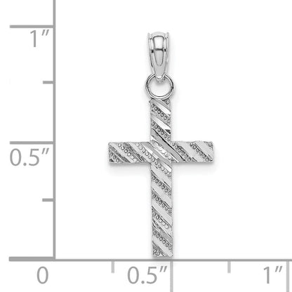 14K Weißgold Diamantiert Kreuz Anhänger