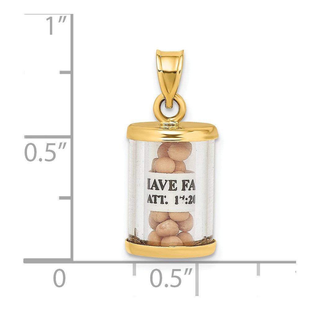 14K Gelbgold 3-d Mustard Seeds Matthew 17 Ranke Anhänger