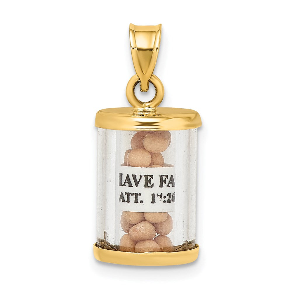 14K Gelbgold 3-d Mustard Seeds Matthew 17 Ranke Anhänger