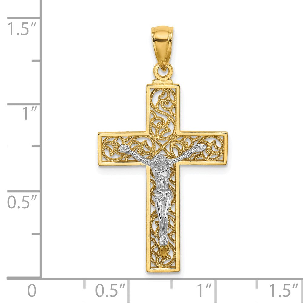 14K Bicolor Gold Kruzifix-Anhänger