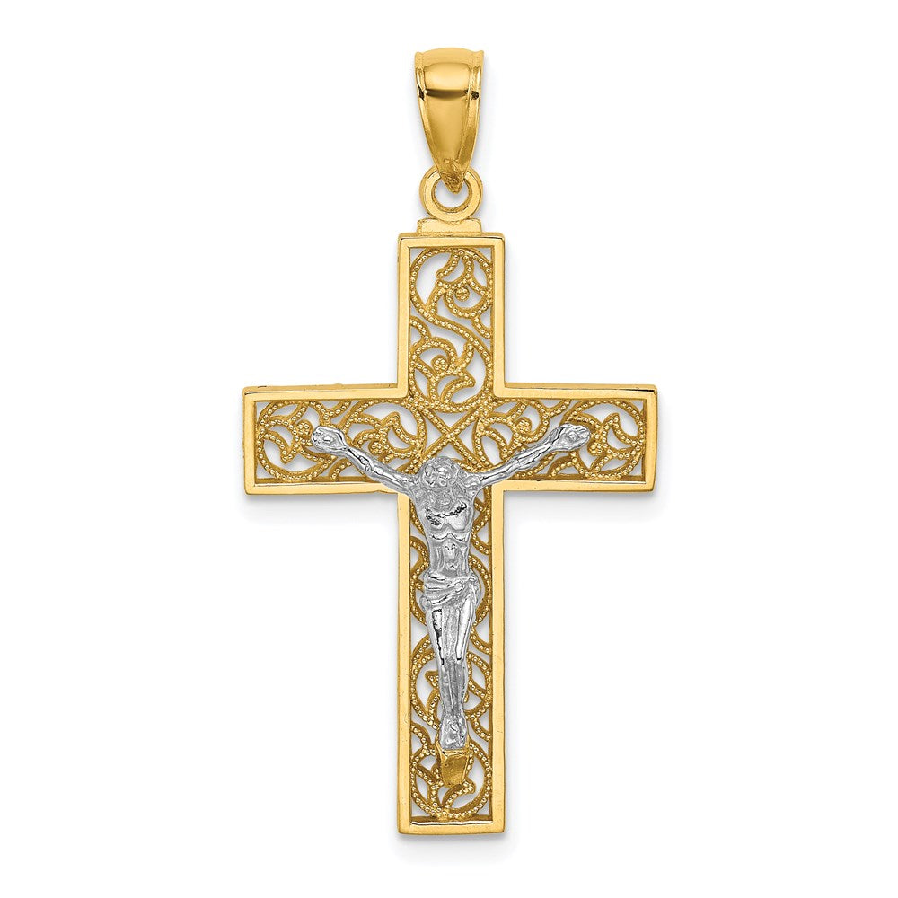 14K Bicolor Gold Kruzifix-Anhänger