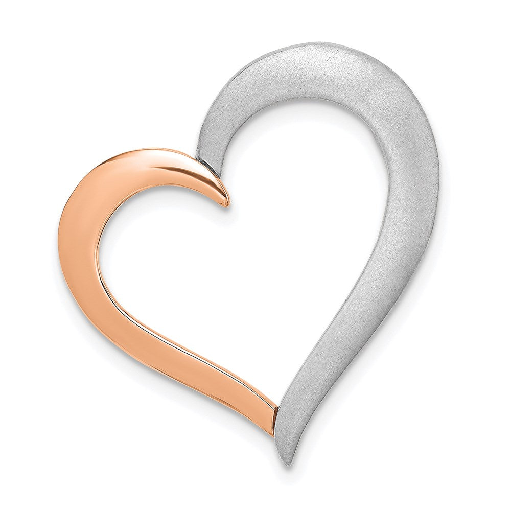 14K Weiß/ Roségold Bicolor Poliert/satin Herz Kette Anhänger