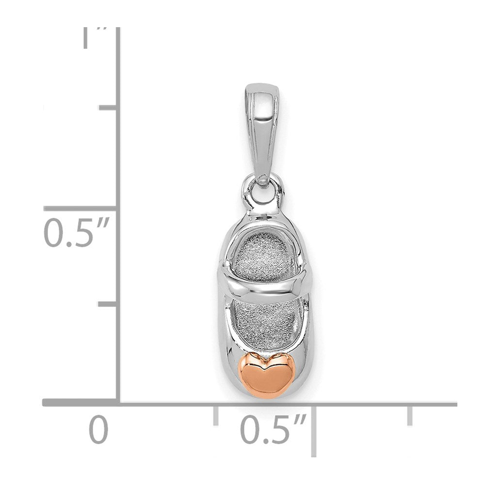 14K Weiß-/Roségold Zweifarbiger Weiß- und Roségold Babyschuh-Charm