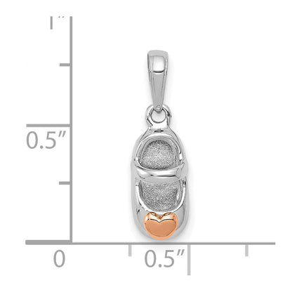 14K Weiß-/Roségold Zweifarbiger Weiß- und Roségold Babyschuh-Charm