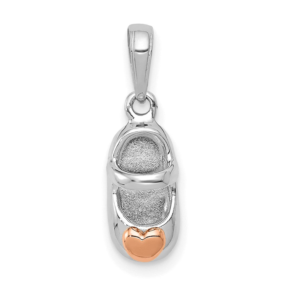 14K Weiß-/Roségold Zweifarbiger Weiß- und Roségold Babyschuh-Charm