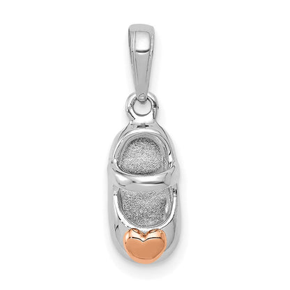 14K Weiß-/Roségold Zweifarbiger Weiß- und Roségold Babyschuh-Charm