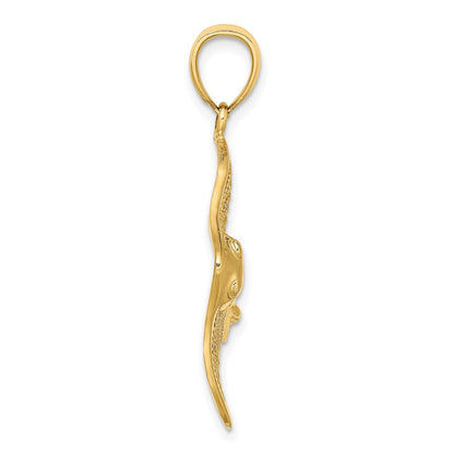 14K Gelbgold Rochen-Charm poliert mit durchbrochener Struktur und Akzenten