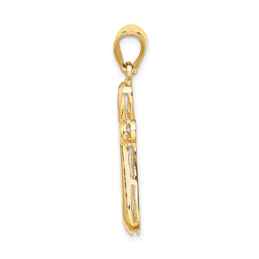 14K Gelbgold Polierter Ausgeschnittener Kreuz-Charm