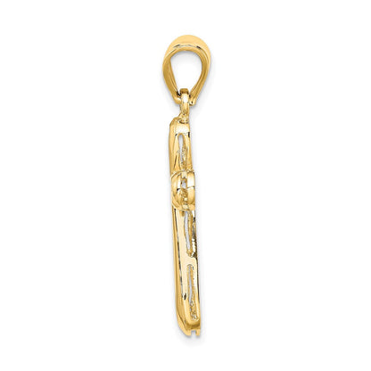 14K Gelbgold Polierter Ausgeschnittener Kreuz-Charm