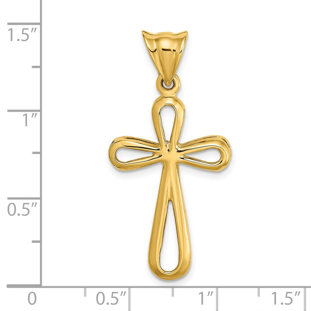 14K Gelbgold Polierter Ausgeschnittener Kreuz-Charm