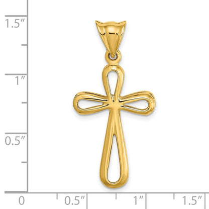 14K Gelbgold Polierter Ausgeschnittener Kreuz-Charm