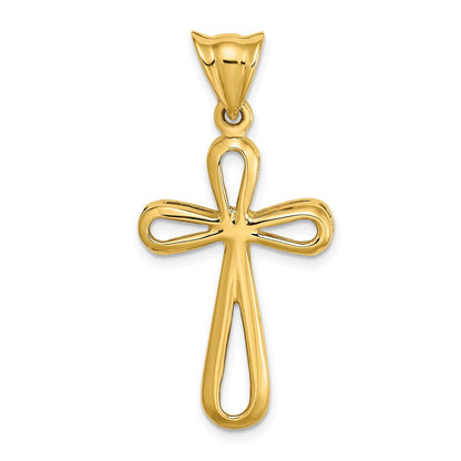 14K Gelbgold Polierter Ausgeschnittener Kreuz-Charm