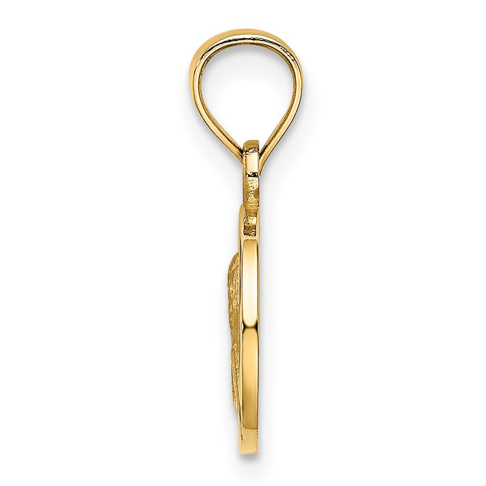 14K Gelbgold 10mm Graviert Engel Münze Charm