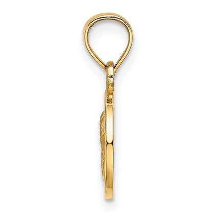 14K Gelbgold 10mm Graviert Engel Münze Charm