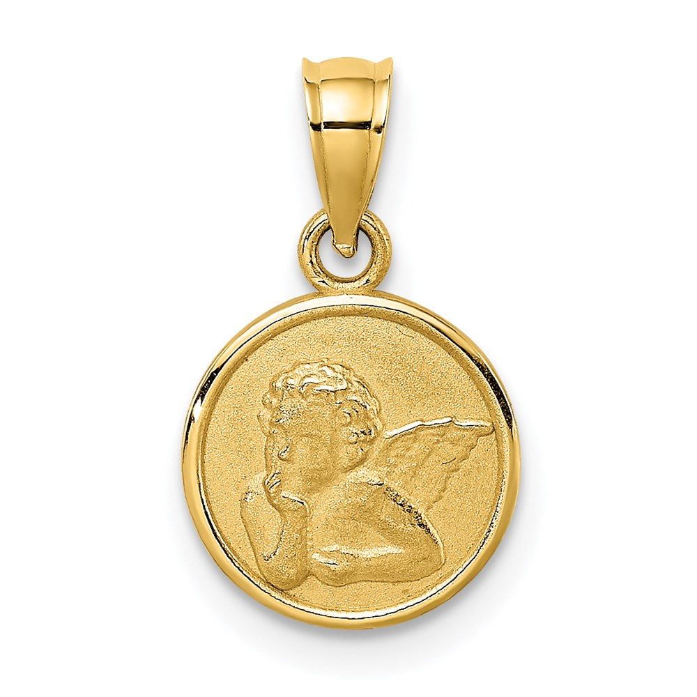14K Gelbgold 10mm Graviert Engel Münze Charm