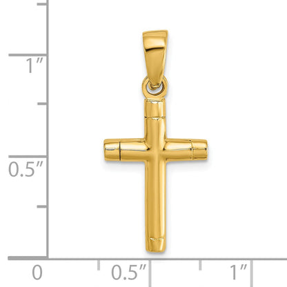 14K Gelbgold Röhren-Kreuz-Charm