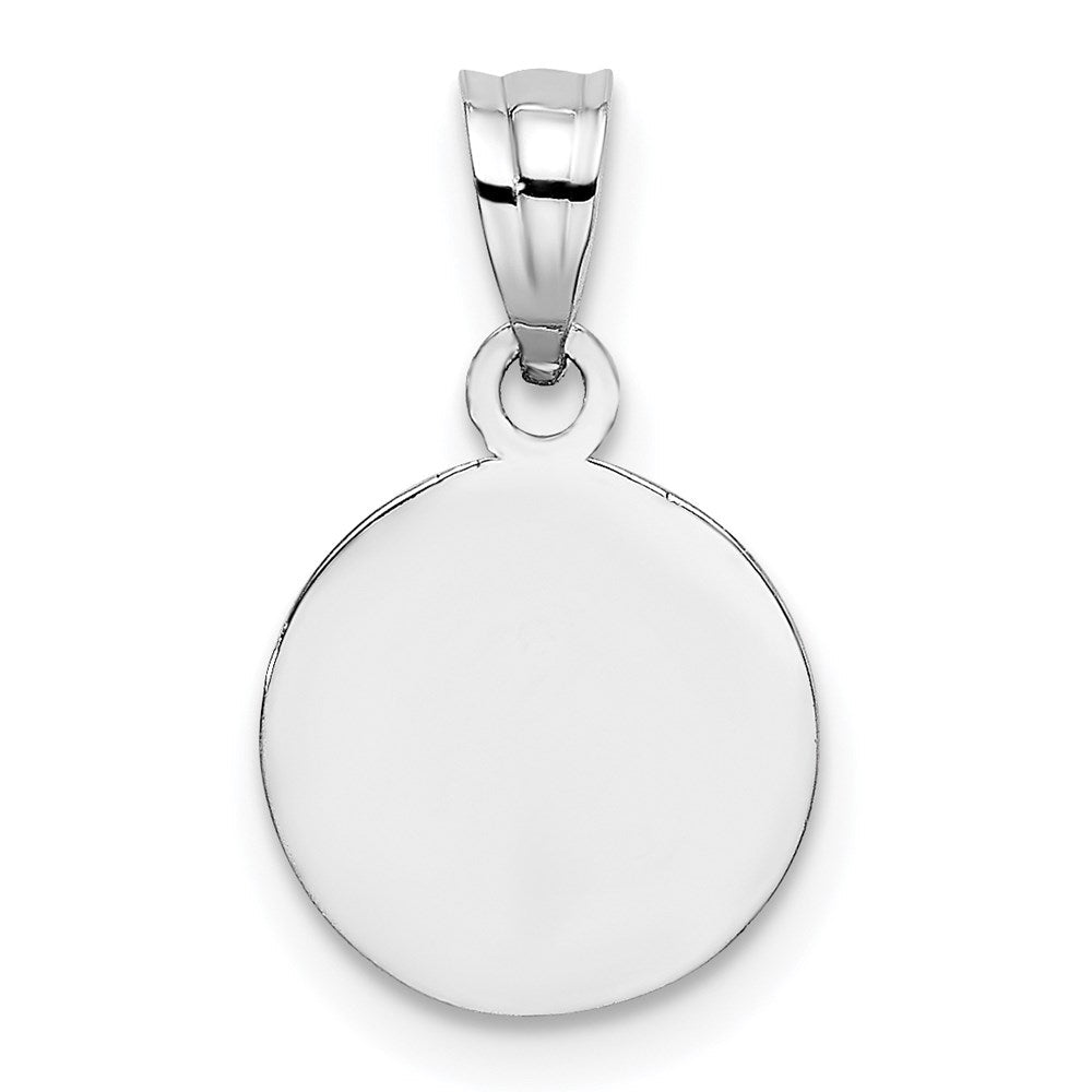 14K Weißgold 10mm Graviert Engel Münze Charm