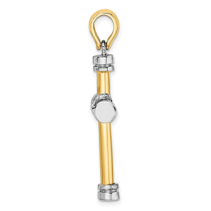 14K Bicolor Gold Poliert mit X in Mittig Kreuz