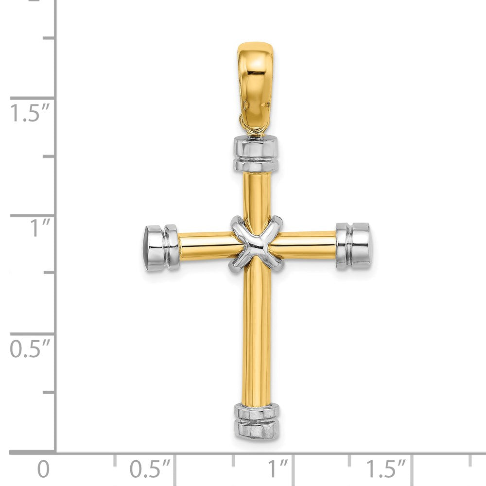 14K Bicolor Gold Poliert mit X in Mittig Kreuz